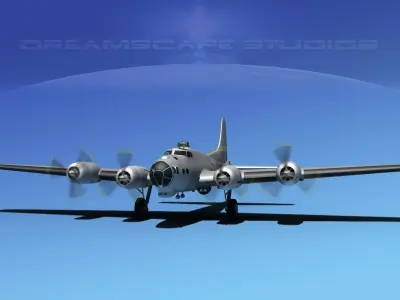 Boeing B-17G Bare Metal HP 3D model