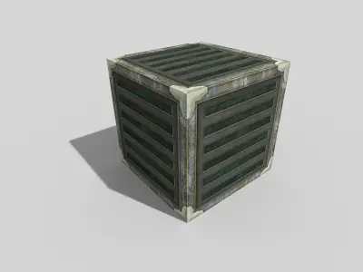 low poly metal crate Low-poly 3D model