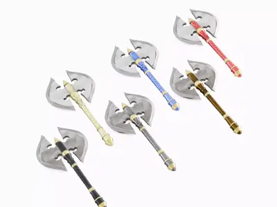 Stylized War Axe Set Low-poly 3D model
