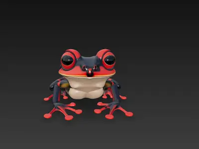 Frog Poisonous Realistic 3D Model Basic - Low Poly Realistic Low-poly 3D model