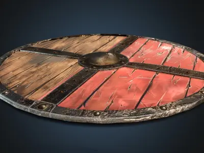 Round viking shield Low-poly 3D model