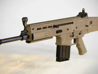 FN SCAR - H - MK 17 - Highly Detailed - PBR - 3D Model Low-poly 3D model