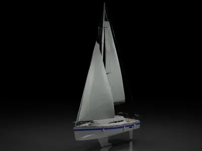 Boat and Boat-Jeanneau collection 2008 Low-poly 3D model