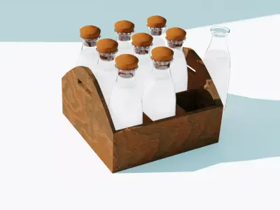 box with milk low-poly PBR 3D model