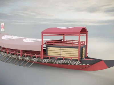 Gozabune - Japanese ship Low-poly 3D model