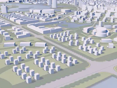 Urban highrise building building ancillary building commercial 3D model