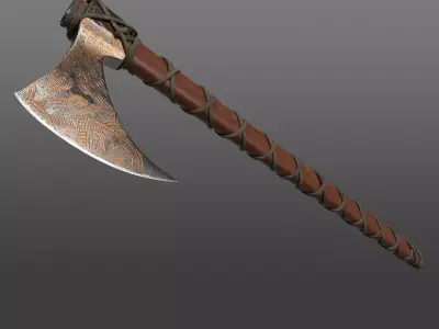 Lowpoly and Midpoly Viking Axe weapon for videogame or cinematic Low-poly 3D model