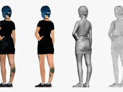 001500 woman with a tattoo in a dress 3D model