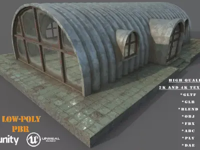 Old Steel Shed PBR Low-Poly Game Ready 3D Model Low-poly 3D model