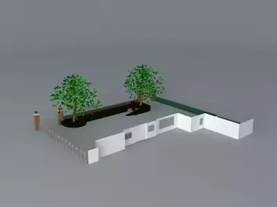 Front garden with blocks and gravel  Free 3D model