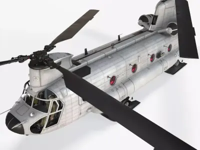  CH-47 Chinook Blank Livery Complex Animation Low-poly 3D model