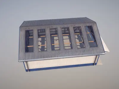 Airfield Hangar 12m Vr2 BLUE Low-poly 3D model