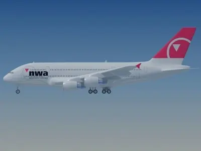 North West Airbus A380  3D model
