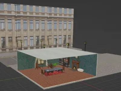 Old Style Room with Whole Furnitures Free 3D model