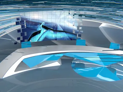 Virtual Broadcast Studio 20 PBR Low-poly 3D model