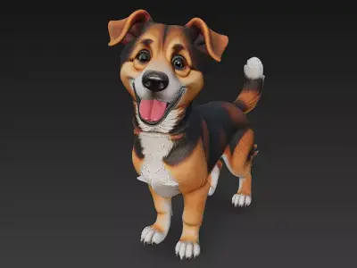Dog Realistic 3D Model Basic - Low Poly Realistic Low-poly 3D model