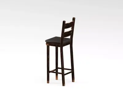 S00034 Wooden Bar Stool Lowpoly Free low-poly 3D model