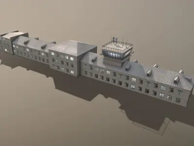 Airport Control Tower USNN-KDP Low-poly 3D model