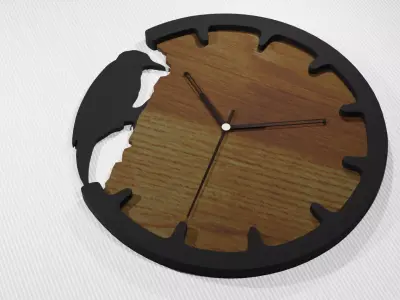 Clock wooden with metal face Free 3D model