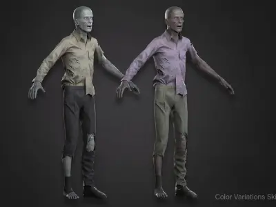 Zombie in Shirt Low-poly 3D model