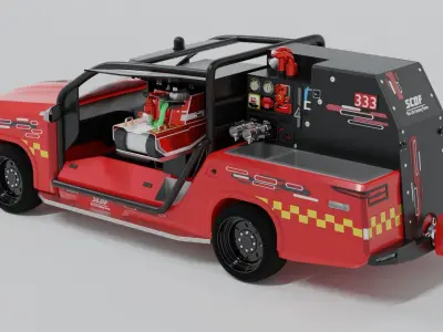 SCDF Life Saving Force Fire Truck 4x4 Red Vehicle 3D model