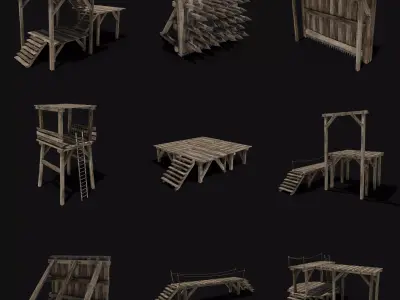 FIGHTING ARENA FIGHT BATTLE MEDIEVAL WAR TRAP BUILDER COLLECTION Low-poly 3D model