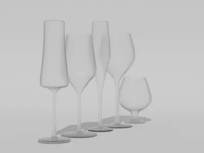 five wineglass Free 3D model