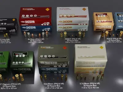 Small Caliber Ammunition Set - Ammo and Ammobox 3D model