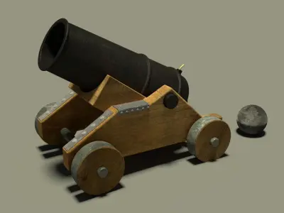Cannon with textured parts Free 3D model