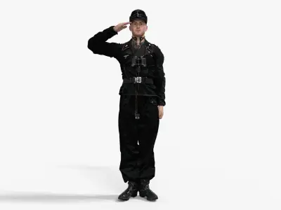 German Panzer Crew Soldier WWII Low-poly 3D model