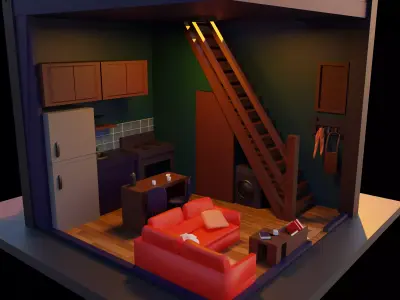 Duplex Apartment Low-poly 3D model