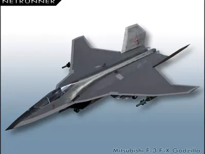 Mitsubishi F-3 F-X Godzilla Low-poly 3D model