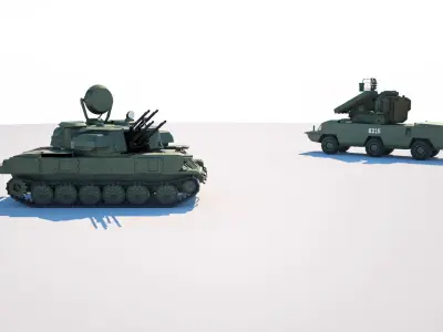 Mid poly model of ZSU-23-4 Shilka Low-poly 3D model