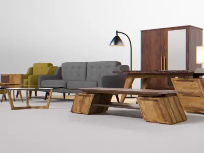 Modern Luxury Furniture Low-poly 3D model