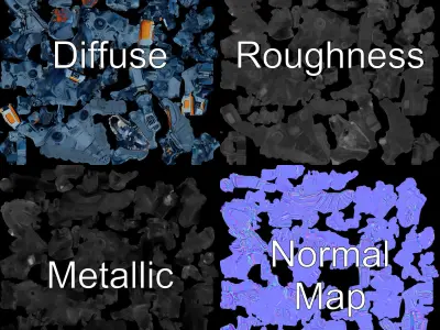 Futuristic Dinosaur Robot Model Pack Low-poly 3D model