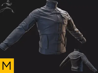 Tactical jacket high poly 3D model