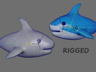 Cartoon Little Shark 3D Model - High-Quality Animated Character Low-poly 3D model
