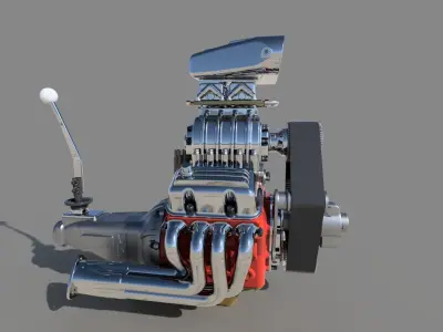 Cartoon V8 HotRod engine 3D model