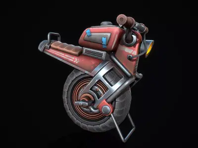 Stylized Monocycle Low-poly 3D model