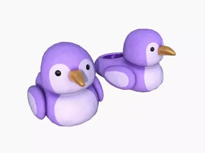 Slippers J06 Purple Bird - Costume Character Design Low-poly 3D model
