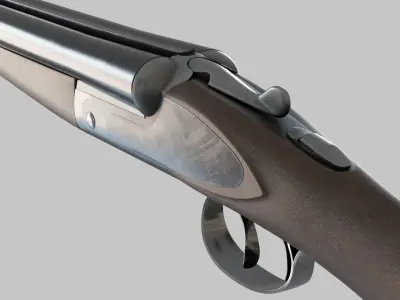 Double Barreled Shotgun Low-poly 3D model