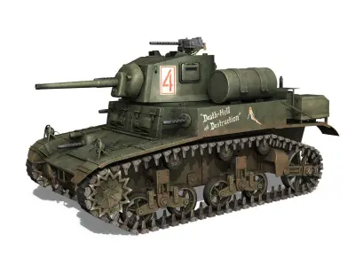 M3A1 Light Tank Stuart - Death-Hell and Destruction 3D model