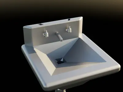 Low Poly Vault Sink Fallout Game Ready Low-poly 3D model