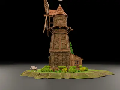 STYLIZED MEDIEVAL BUILDING 07 PRINT READY Low-poly 3D model