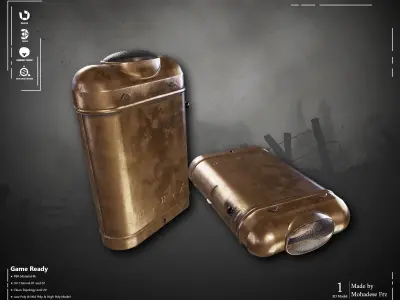 Military Flashlight ww2 VOL07 Game Ready Low-poly 3D model