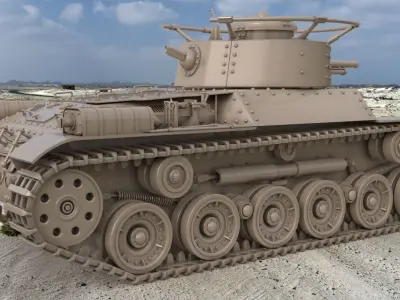 Tank Type 97 Chi Ha Green Japan Clay VRay 3D model