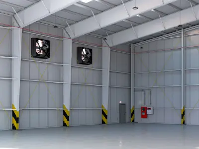 Airplane hangar for business aviation Low-poly 3D model