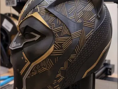 Black Panther Helmet STL File Wearable Cosplay Mask  3D model
