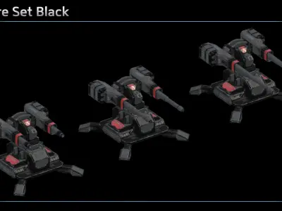 Ballistic Turret Low-poly 3D model