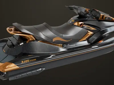 Jet Ski 01 Black Generic All PBR Unity UE Textures 3D model